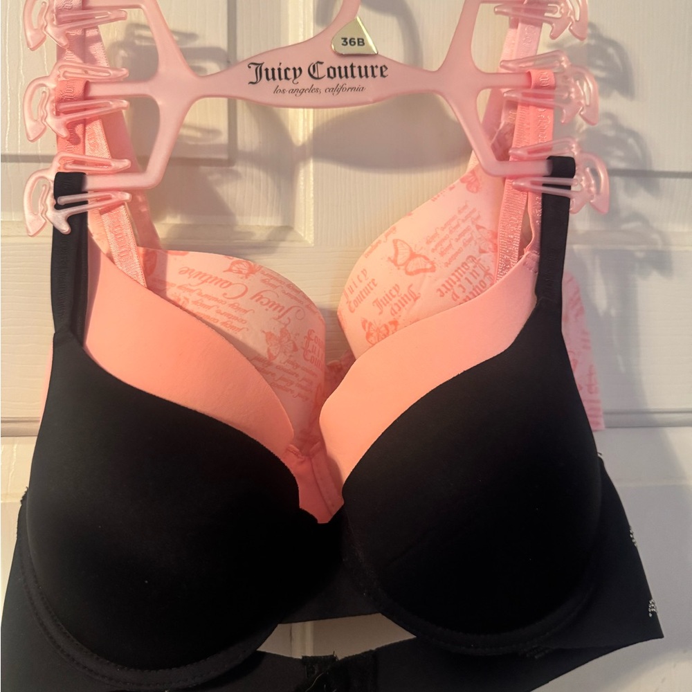 Juicy Couture Black and Light Pink Molded Push-Up Bra